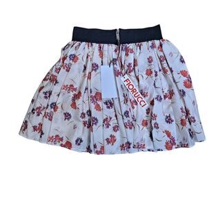 Fiorucci Skirt Womens Floral Mini Flowy Elastic Waist Back Zip Sales Sample LNC